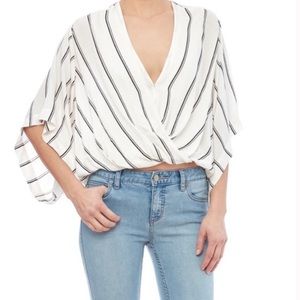 FREE PEOPLE B&W STRIPED CROP TOP